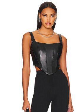 Remi x Revolve Ali Faux Leather Corset Top Black Size Small
